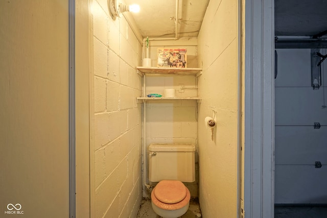 5435 E 10th St, Indianapolis, IN 46219 - bathroom with concrete block wall and toilet