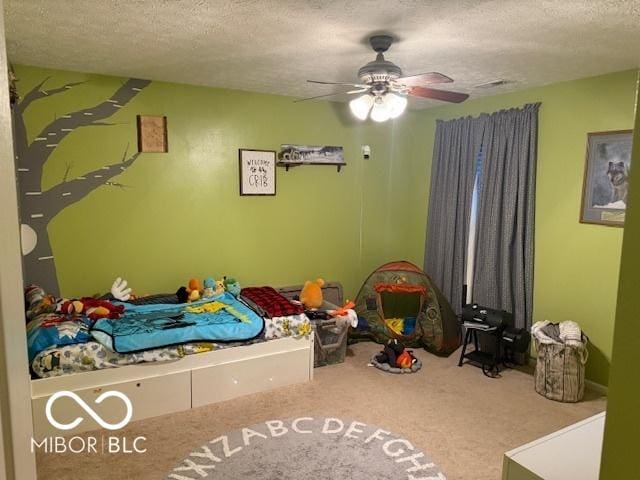 1711 Jaques Dr, Lebanon, IN 46052 - unfurnished bedroom with a textured ceiling, carpet, and a ceiling fan