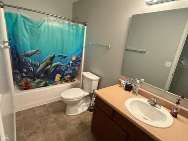 1711 Jaques Dr, Lebanon, IN 46052 - bathroom with vanity, shower / bath combination with curtain, and toilet
