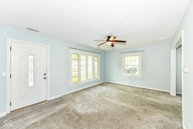 713 W Cromer Ave, Muncie, IN 47303 - foyer featuring ceiling fan, a textured ceiling, and carpet floors