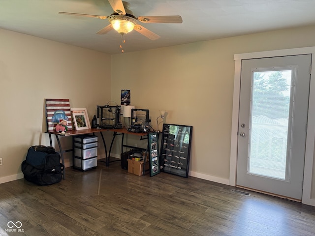 75 Byram Blvd, Martinsville, IN 46151 - misc room featuring wood finished floors, a ceiling fan, and baseboards