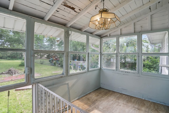 1915 Albany St, Beech Grove, IN 46107 - unfurnished sunroom with healthy amount of natural light and a chandelier
