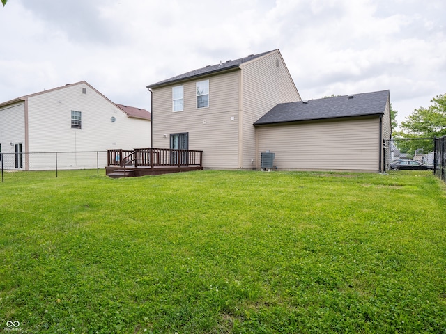 3734 Lacebark Dr, Indianapolis, IN 46235 - back of property with a deck and central AC
