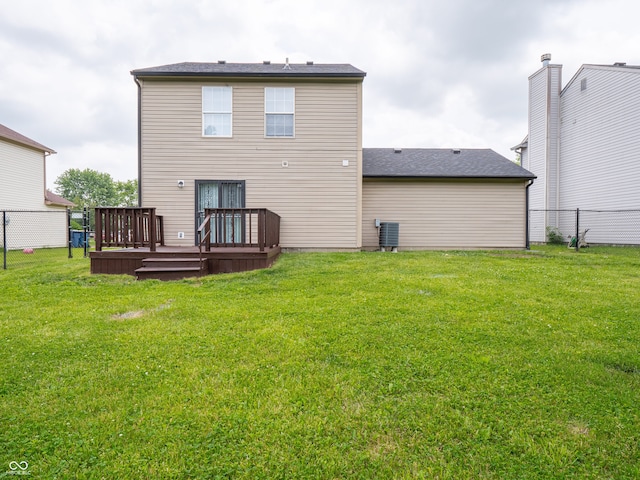 3734 Lacebark Dr, Indianapolis, IN 46235 - rear view of property with a deck and central AC unit