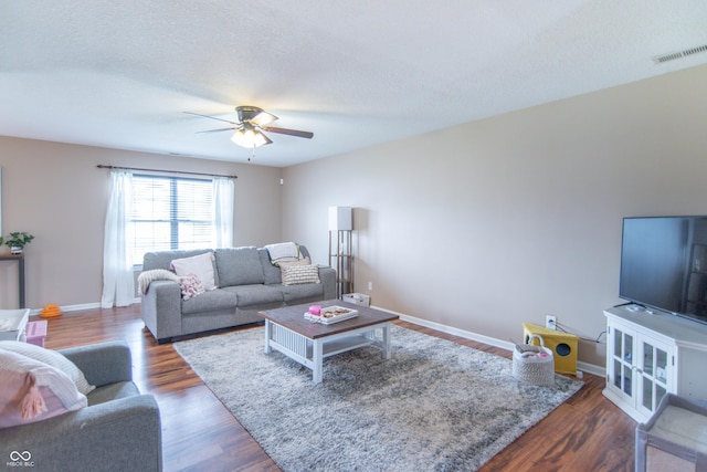 8056 Maple Stream Blvd, Indianapolis, IN 46217 - living room featuring ceiling fan, wood finished floors, and baseboards