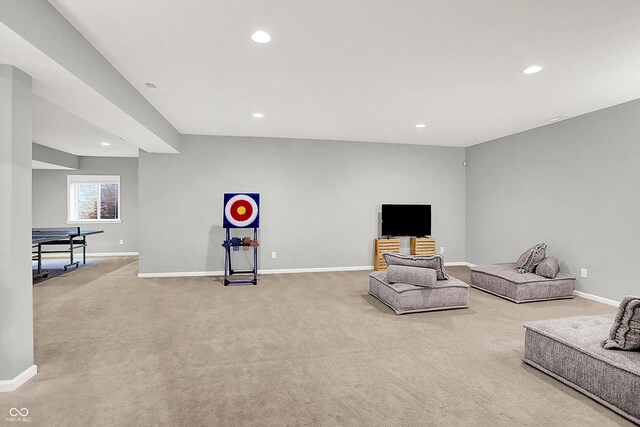 2789 W High Grove Cir, Zionsville, IN 46077 - sitting room with light colored carpet and recessed lighting