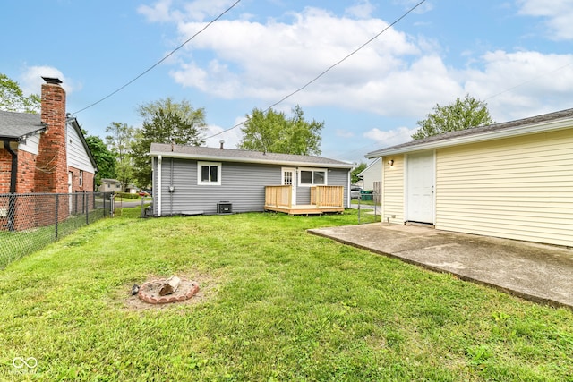 1820 Hemlock Ln, Plainfield, IN 46168 - back of property featuring a wooden deck, a patio area, and cooling unit