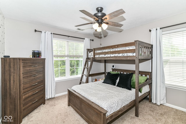 7214 Morello Ln, Noblesville, IN 46062 - bedroom with light colored carpet, baseboards, and ceiling fan