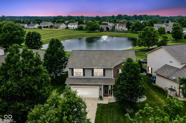 7214 Morello Ln, Noblesville, IN 46062 - aerial view at dusk of a water view and a residential view