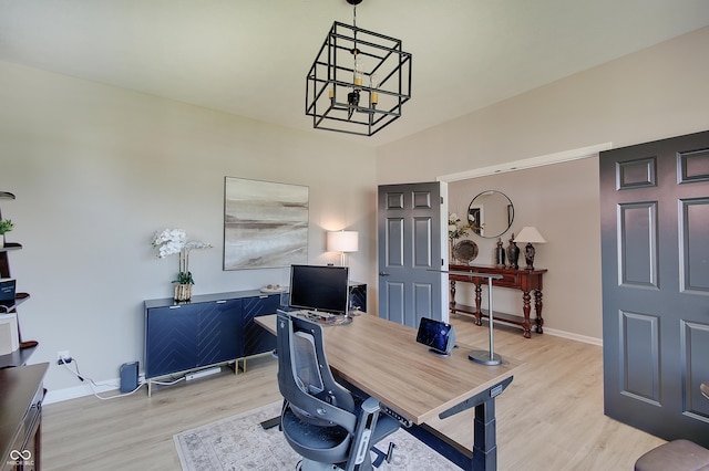 4163 Ironclad Dr, Bargersville, IN 46106 - office space featuring light wood finished floors and a chandelier