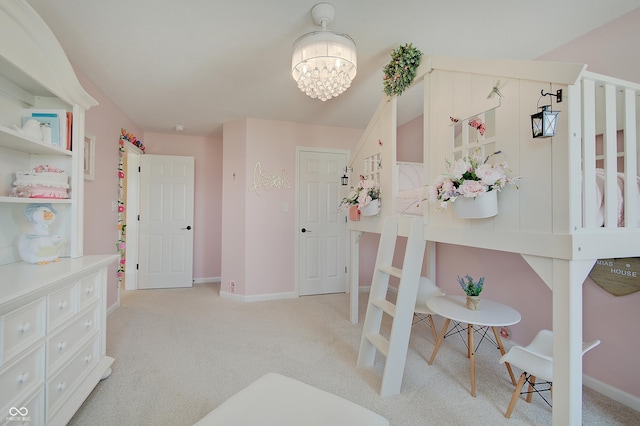 4163 Ironclad Dr, Bargersville, IN 46106 - bedroom featuring a chandelier and light colored carpet