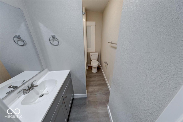 418 Eastern Ave, Indianapolis, IN 46201 - bathroom featuring a textured wall, vanity, and wood finished floors
