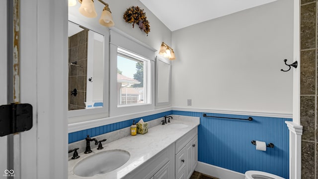 753 Walnut St, Franklin, IN 46131 - bathroom with a wainscoted wall and double vanity