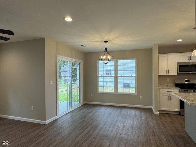 177 W Itawamba Trl, Greensburg, IN 47240 - kitchen featuring appliances with stainless steel finishes, dark wood-style flooring, white cabinets, and recessed lighting