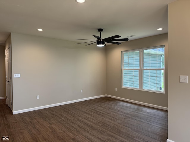 177 W Itawamba Trl, Greensburg, IN 47240 - unfurnished room with ceiling fan, dark wood-style flooring, baseboards, and recessed lighting