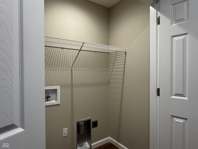 177 W Itawamba Trl, Greensburg, IN 47240 - laundry area featuring electric dryer hookup, hookup for a washing machine, and dark wood finished floors