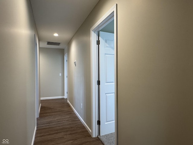 177 W Itawamba Trl, Greensburg, IN 47240 - hall featuring dark wood-style floors, baseboards, and recessed lighting