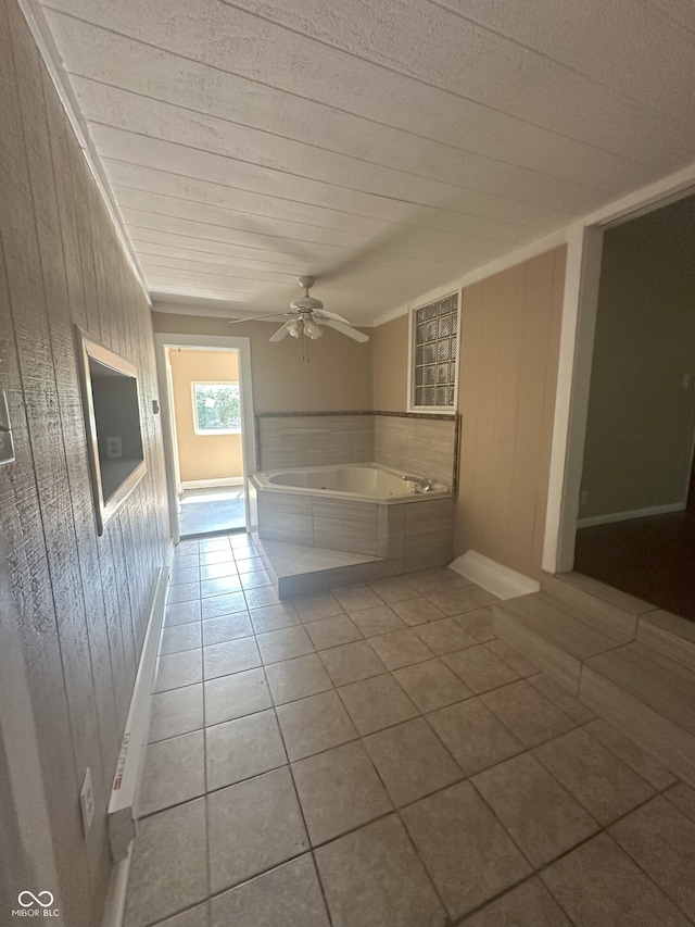 2180 N Irwin St, Indianapolis, IN 46219 - hall with tile patterned flooring and wooden walls