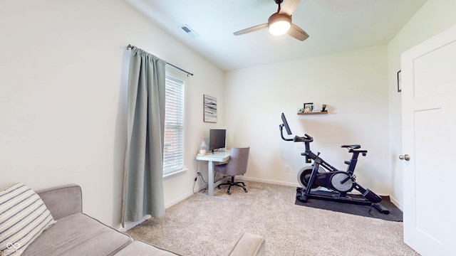 217 Saint Andrews Ave, Edinburgh, IN 46124 - office with ceiling fan, carpet flooring, and baseboards