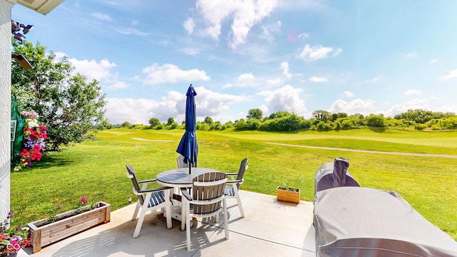 217 Saint Andrews Ave, Edinburgh, IN 46124 - view of patio / terrace featuring outdoor dining area, view of golf course, and area for grilling
