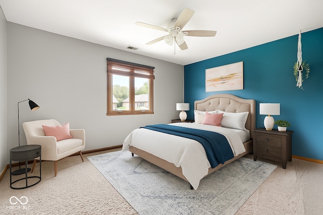 7082 Hunters Ridge Dr, Plainfield, IN 46168 - carpeted bedroom with baseboards and a ceiling fan