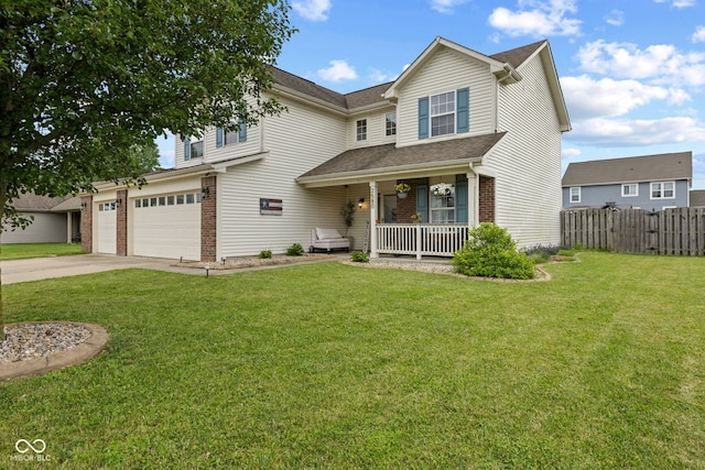 2580 Bluewood Way, Plainfield, IN 46168 - traditional home with a porch, driveway, brick siding, and a garage