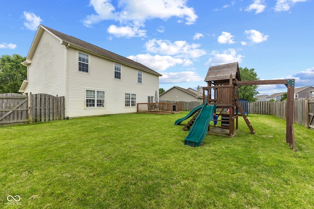 2580 Bluewood Way, Plainfield, IN 46168 - back of property with a fenced backyard and a playground