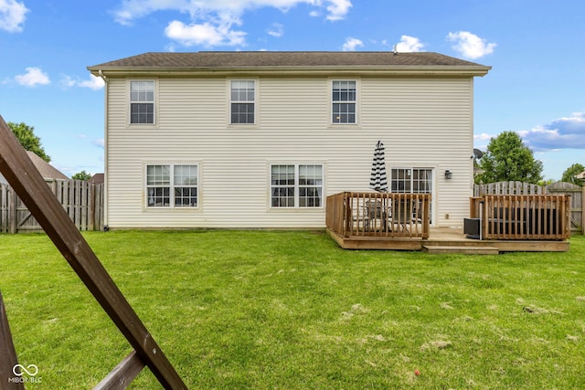 2580 Bluewood Way, Plainfield, IN 46168 - rear view of house featuring a fenced backyard and a wooden deck