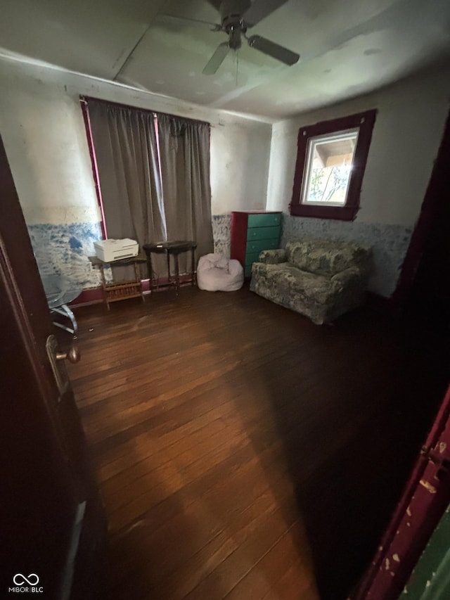 18 E Church St, Brazil, IN 47834 - living area with hardwood / wood-style floors and ceiling fan