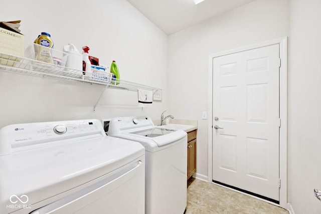 15937 Marsala Dr, Fishers, IN 46037 - washroom with washer and dryer, cabinet space, baseboards, and light tile patterned flooring