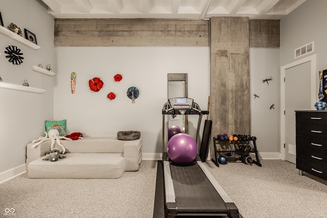 611 N Park Ave Unit 104, Indianapolis, IN 46204 - workout room with carpet and baseboards