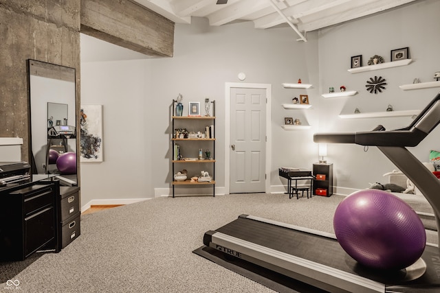 611 N Park Ave Unit 104, Indianapolis, IN 46204 - workout area featuring carpet flooring and baseboards