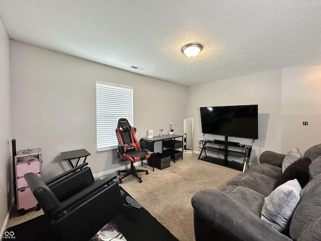 4925 Chip Shot Ln, Indianapolis, IN 46235 - living room with carpet, a textured ceiling, and baseboards