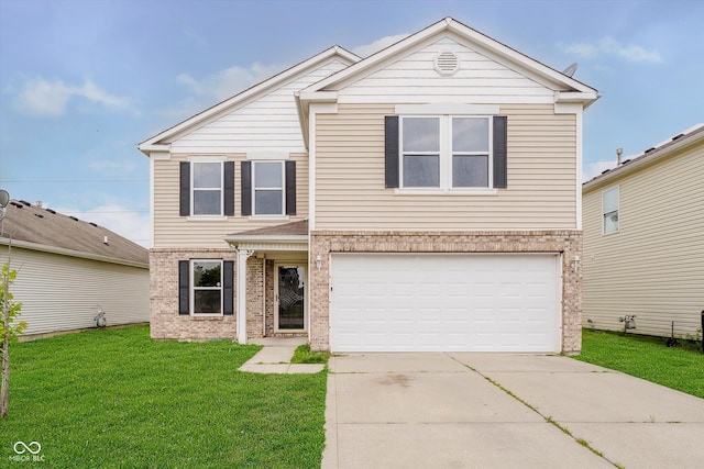 2834 Wolfgang Dr, Indianapolis, IN 46239 - traditional-style home featuring driveway, an attached garage, a front yard, and brick siding