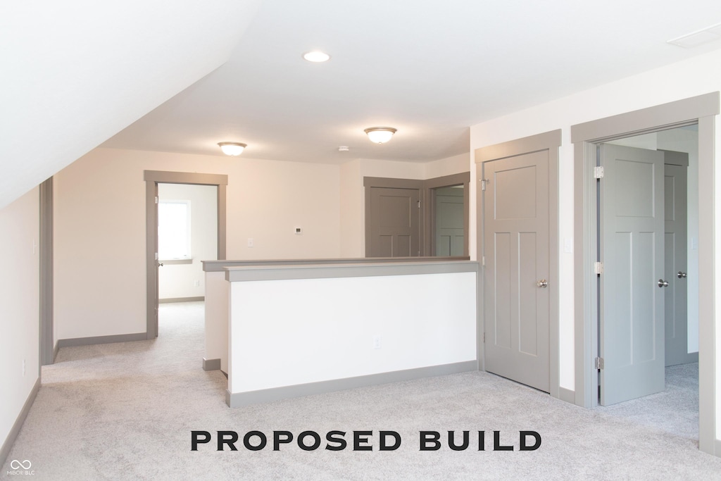 LOT30 Doe Mdw, Anderson, IN 46011 - kitchen featuring carpet flooring, baseboards, and recessed lighting