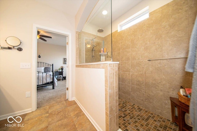 12976 Walbeck Dr, Fishers, IN 46037 - bathroom featuring walk in shower and a ceiling fan