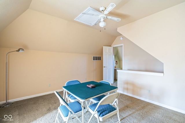 239 E 11th St, Indianapolis, IN 46202 - game room with lofted ceiling, carpet flooring, ceiling fan, and baseboards
