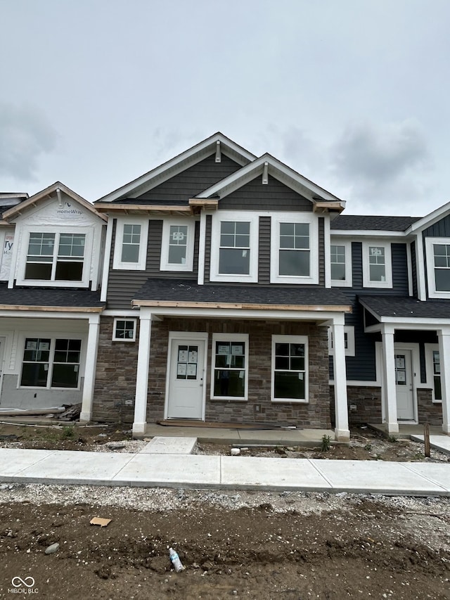 19541 Grassy Branch Rd, Westfield, IN 46074 - view of front facade featuring stone siding and a porch