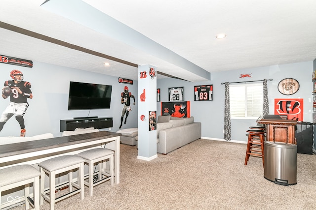 5439 Maywood Dr, Whitestown, IN 46075 - living area with carpet flooring, baseboards, and recessed lighting