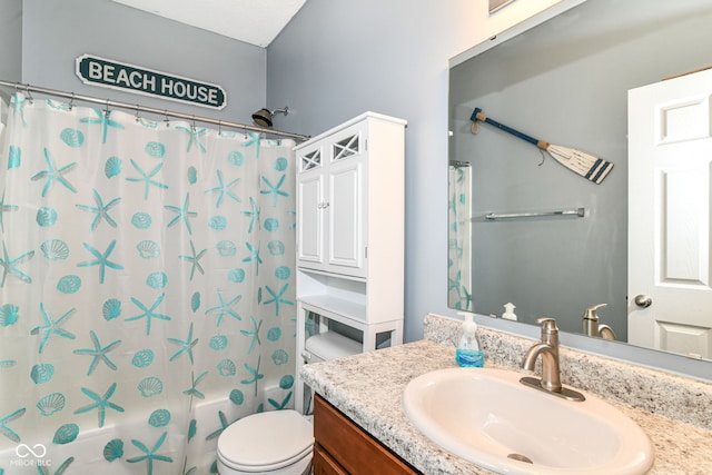 5439 Maywood Dr, Whitestown, IN 46075 - bathroom with vanity, toilet, and shower / tub combo with curtain