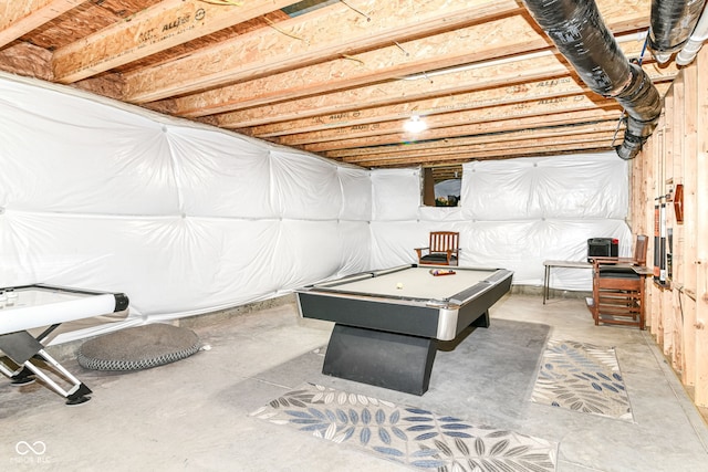 5439 Maywood Dr, Whitestown, IN 46075 - rec room with billiards and concrete flooring