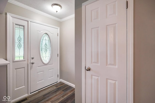 9378 N County Road 75 W, Lizton, IN 46149 - entryway featuring dark wood finished floors, crown molding, and baseboards