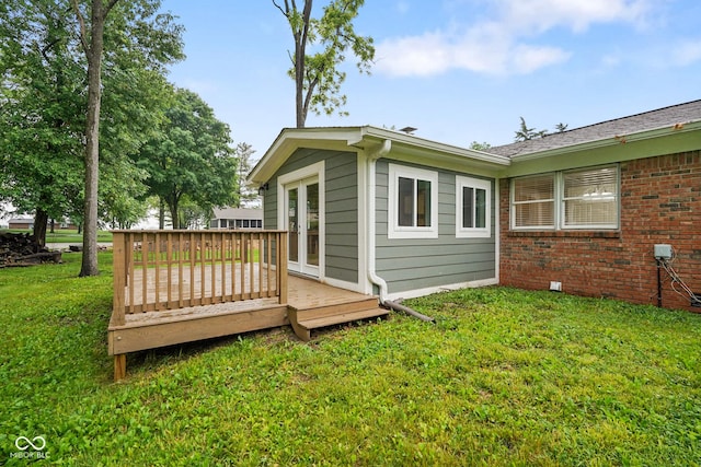 9378 N County Road 75 W, Lizton, IN 46149 - view of side of property featuring a yard, a deck, and brick siding