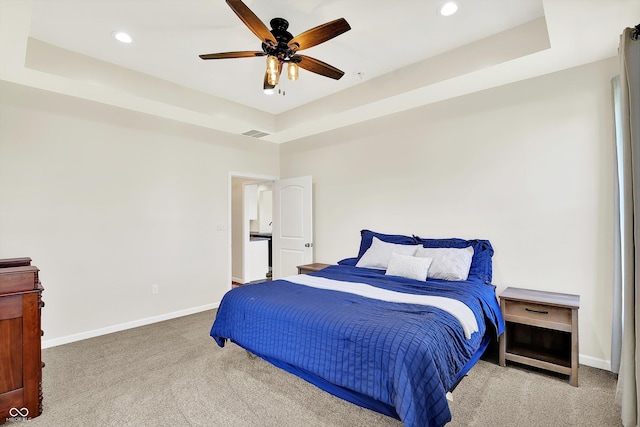 3301 N 200 W, Franklin, IN 46131 - bedroom with carpet, baseboards, recessed lighting, ceiling fan, and a tray ceiling