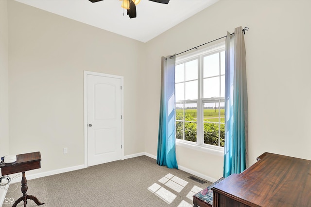 3301 N 200 W, Franklin, IN 46131 - home office featuring ceiling fan, carpet, and baseboards