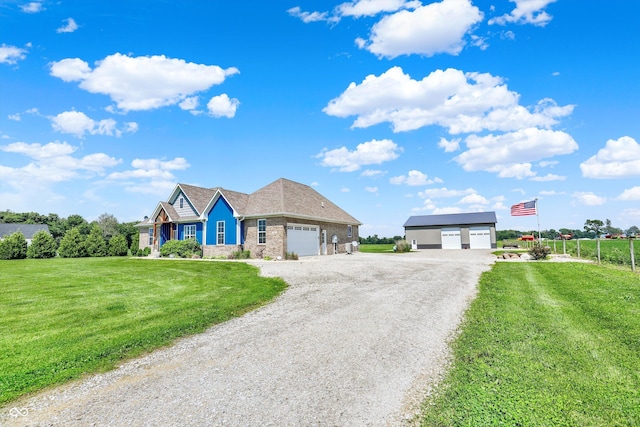 3301 N 200 W, Franklin, IN 46131 - view of front of house with a front lawn, a garage, and dirt driveway