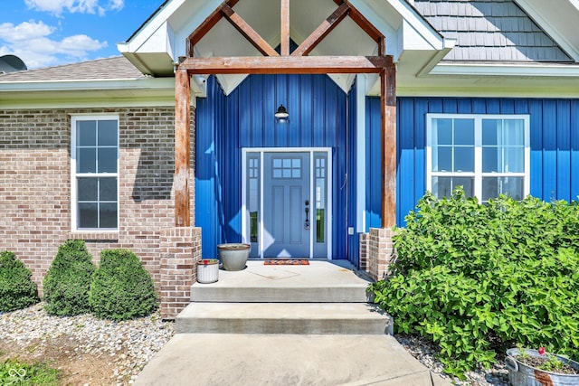 3301 N 200 W, Franklin, IN 46131 - view of exterior entry featuring brick siding and board and batten siding