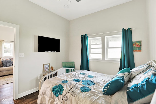 3301 N 200 W, Franklin, IN 46131 - bedroom with dark wood-type flooring, baseboards, and ceiling fan