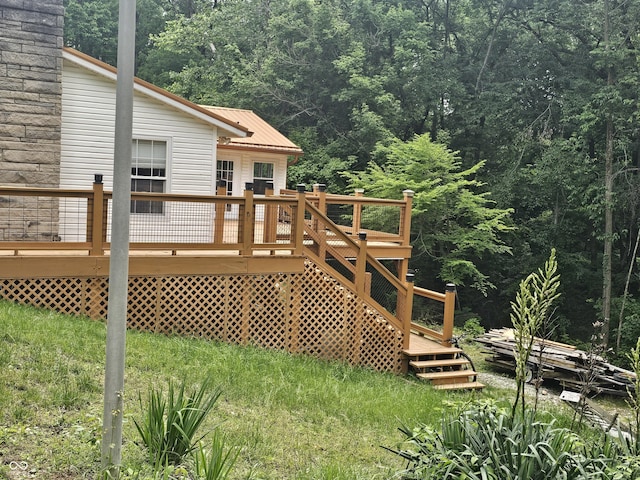 1317 S Ebert Dr, Rockville, IN 47872 - deck with a forest view and stairs