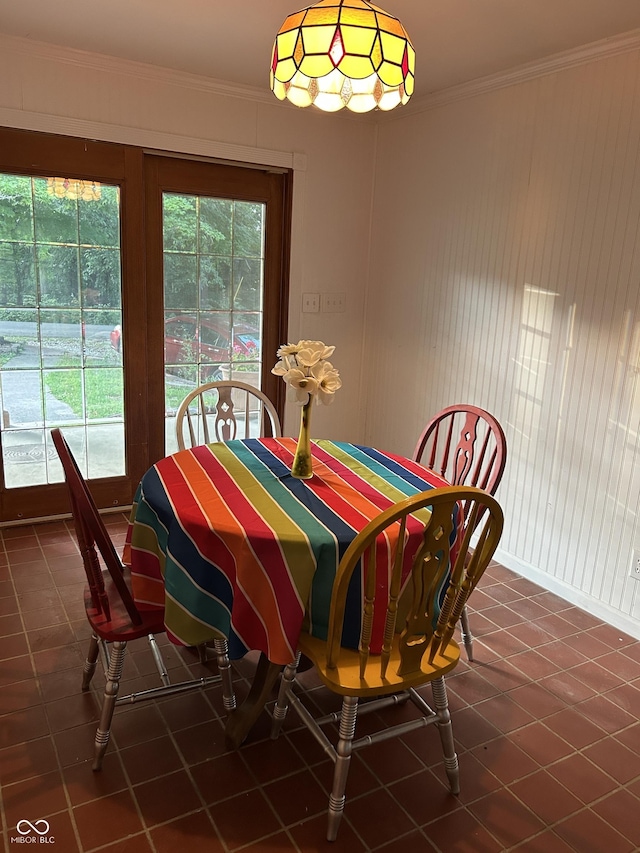 1317 S Ebert Dr, Rockville, IN 47872 - dining room with dark tile patterned floors and crown molding
